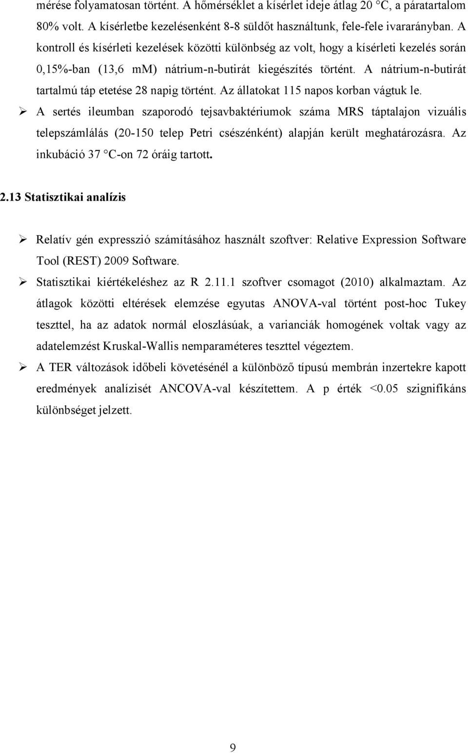 A nátrium-n-butirát tartalmú táp etetése 28 napig történt. Az állatokat 115 napos korban vágtuk le.