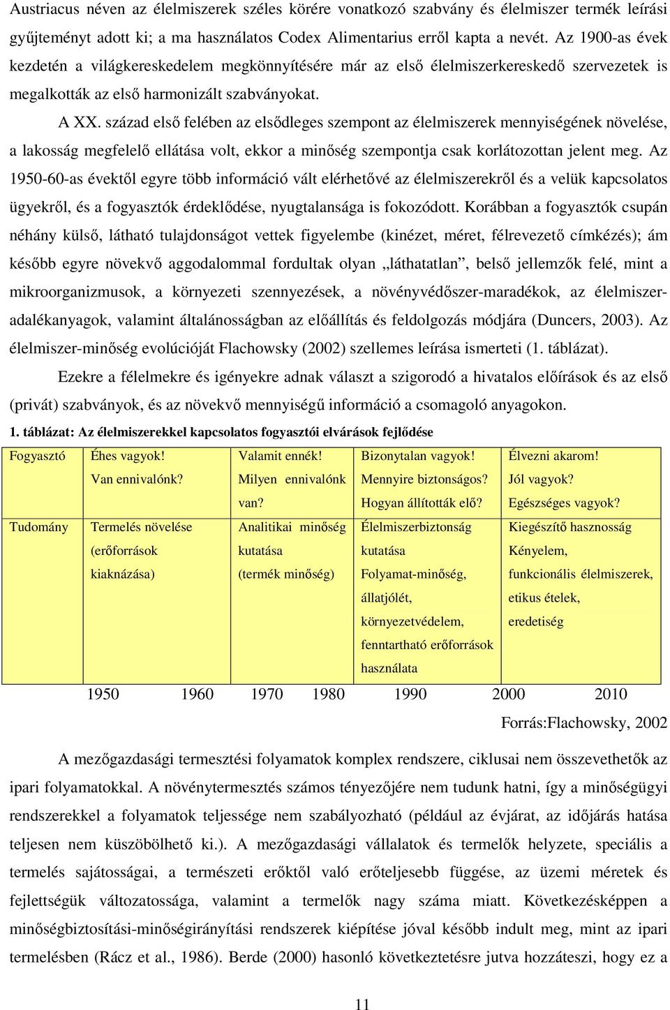 század elsı felében az elsıdleges szempont az élelmiszerek mennyiségének növelése, a lakosság megfelelı ellátása volt, ekkor a minıség szempontja csak korlátozottan jelent meg.