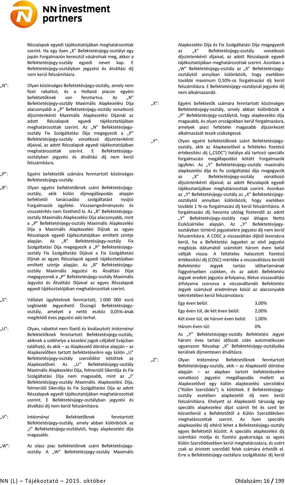 E Befektetésijegy-osztályban jegyzési és átváltási nem kerül felszámításra. Olyan közönséges Befektetésijegy-osztály, amely nem fizet rabattot, és a Holland piacon egyéni befektetőknek van fenntartva.