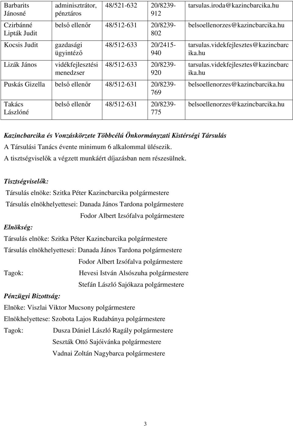 hu belsoellenorzes@kazincbarcika.hu tarsulas.videkfejlesztes@kazincbarc ika.hu tarsulas.videkfejlesztes@kazincbarc ika.hu belsoellenorzes@kazincbarcika.hu belsoellenorzes@kazincbarcika.hu Kazincbarcika és Vonzáskörzete Többcélú Önkormányzati Kistérségi Társulás A Társulási Tanács évente minimum 6 alkalommal ülésezik.