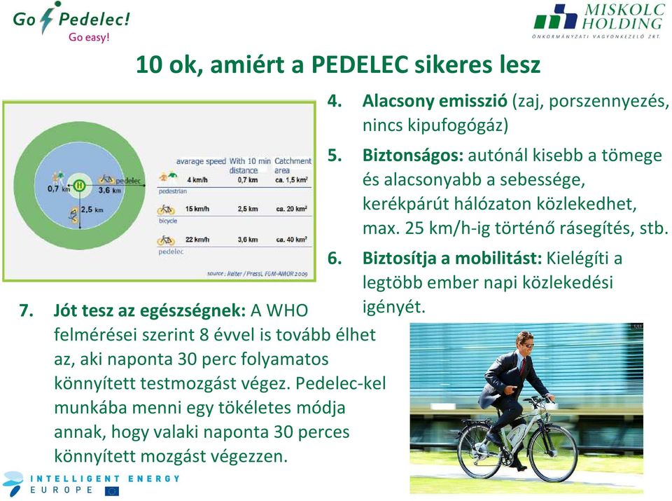 Biztosítja a mobilitást: Kielégíti a legtöbbember napi közlekedési 7. Jót tesz az egészségnek: A WHO igényét.