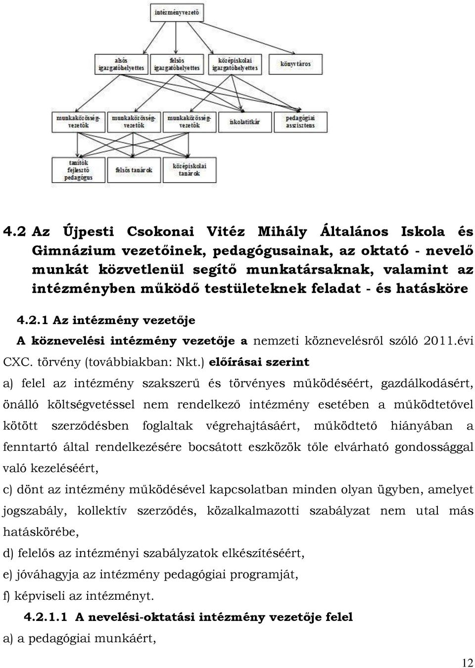 ) előírásai szerint a) felel az intézmény szakszerű és törvényes működéséért, gazdálkodásért, önálló költségvetéssel nem rendelkező intézmény esetében a működtetővel kötött szerződésben foglaltak