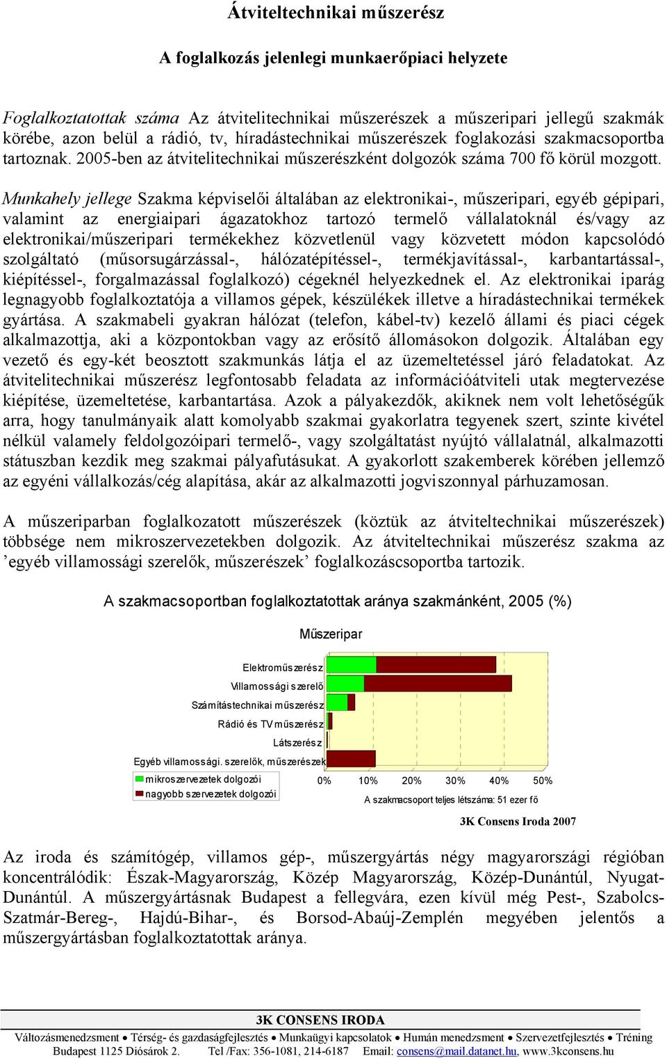 Munkahely jellege Szakma képviselői általában az elektronikai-, műszeripari, egyéb gépipari, valamint az energiaipari ágazatokhoz tartozó termelő vállalatoknál és/vagy az elektronikai/műszeripari