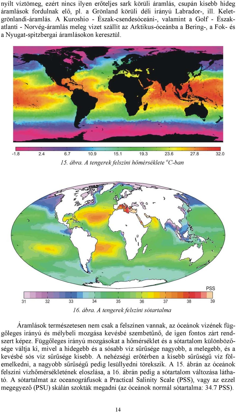 A tengerek felszíni hőmérséklete o C-ban 16. ábra.