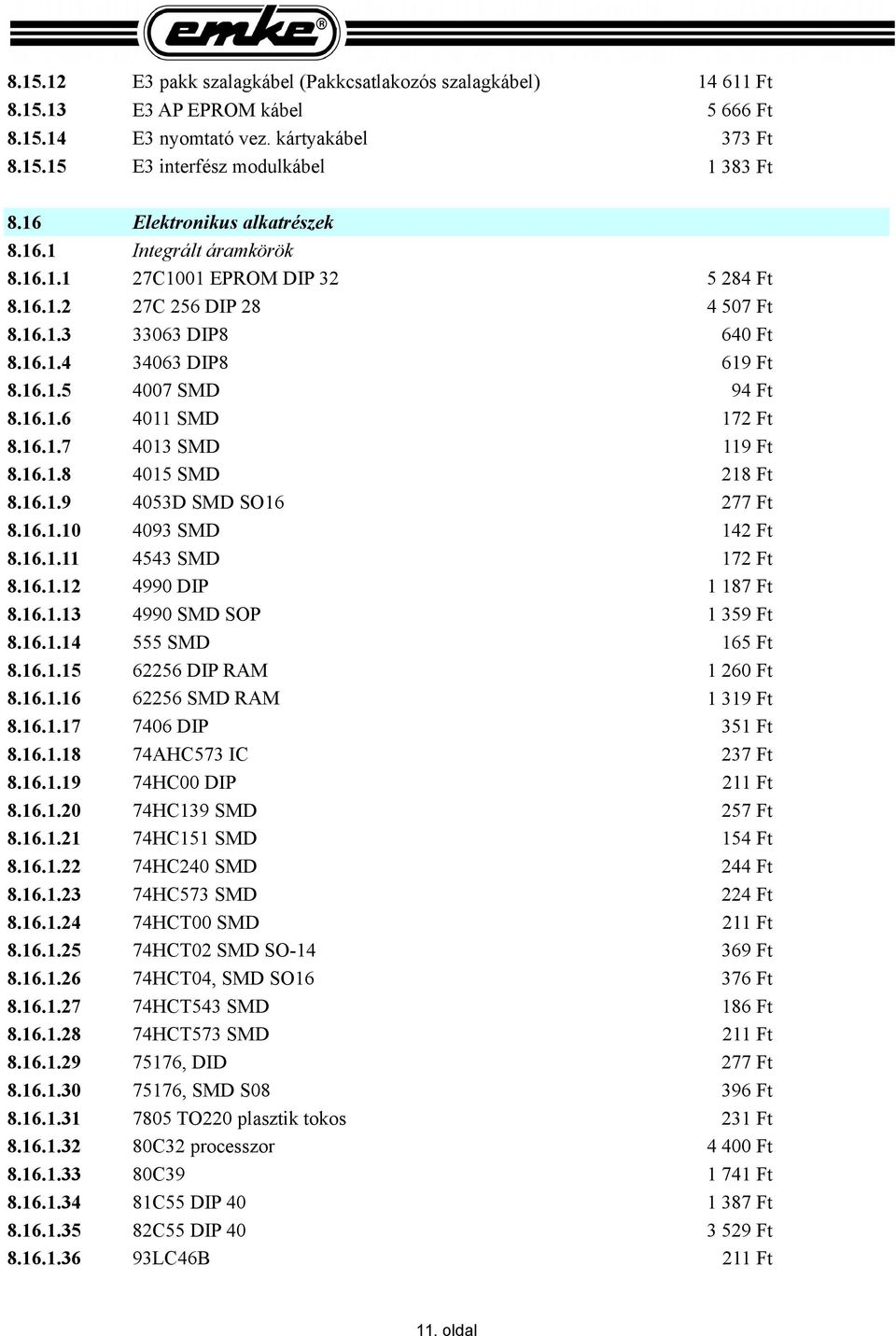 16.1.7 4013 SMD 119 Ft 8.16.1.8 4015 SMD 218 Ft 8.16.1.9 4053D SMD SO16 277 Ft 8.16.1.10 4093 SMD 142 Ft 8.16.1.11 4543 SMD 172 Ft 8.16.1.12 4990 DIP 8.16.1.13 4990 SMD SOP 8.16.1.14 555 SMD 165 Ft 8.