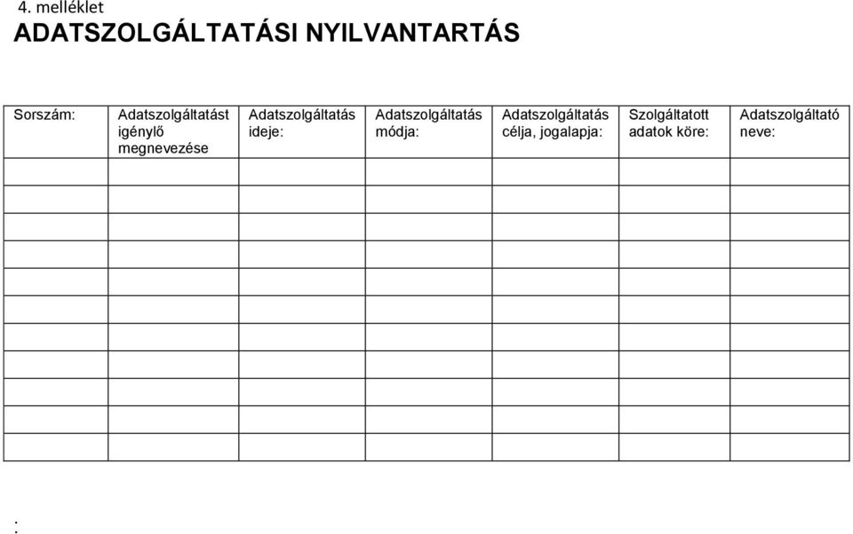 ideje: Adatszolgáltatás módja: Adatszolgáltatás célja,