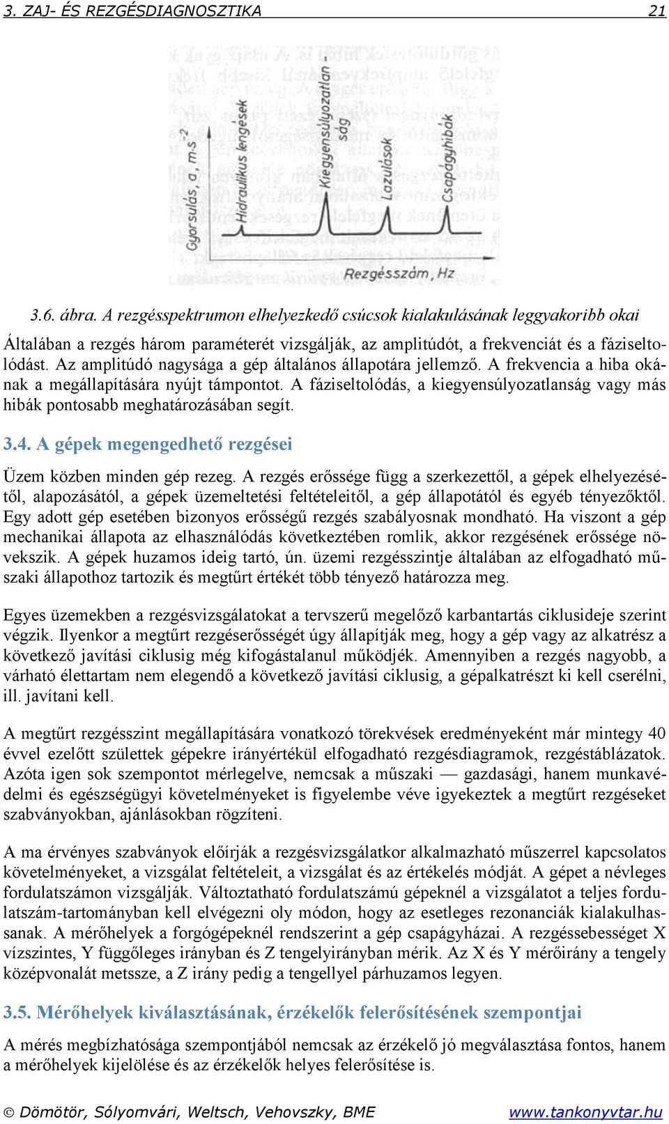 Az amplitúdó nagysága a gép általános állapotára jellemző. A frekvencia a hiba okának a megállapítására nyújt támpontot.