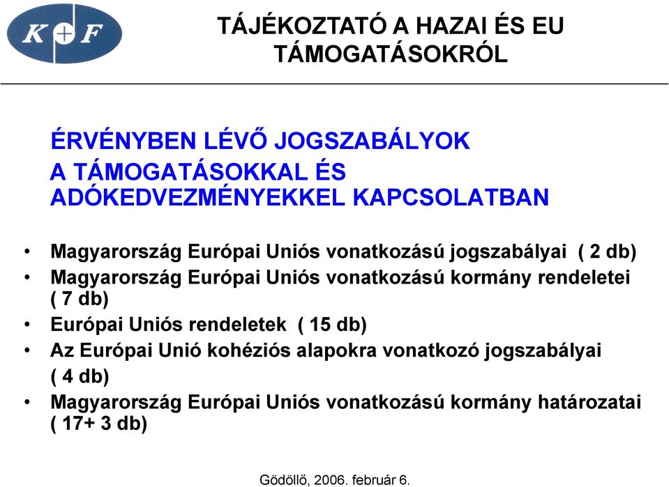 rendeletei ( 7 db) Európai Uniós rendeletek ( 15 db) Az Európai Unió kohéziós alapokra