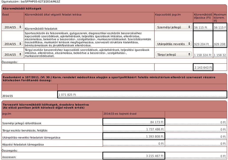 igazolások intézése, ellenőrzése, elszámolása, beleértve a beszerzési-, szolgáltatási-, munkaszerződéseket.