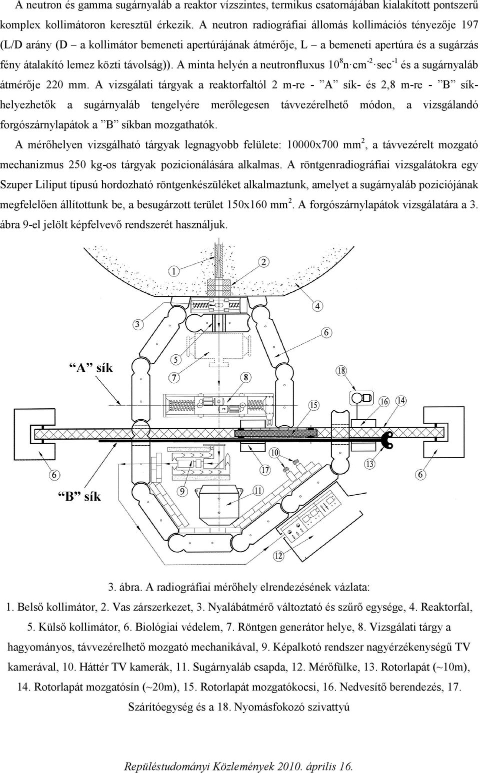 A minta helyén a neutronfluxus 10 8 n cm -2 sec -1 és a sugárnyaláb átmérője 220 mm.