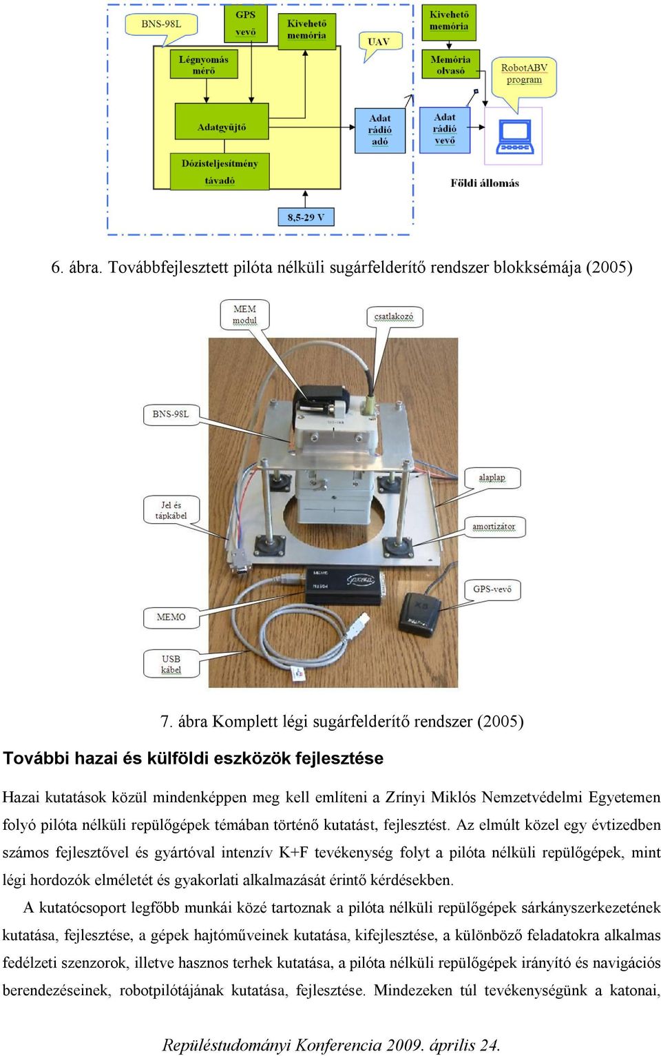 pilóta nélküli repülőgépek témában történő kutatást, fejlesztést.