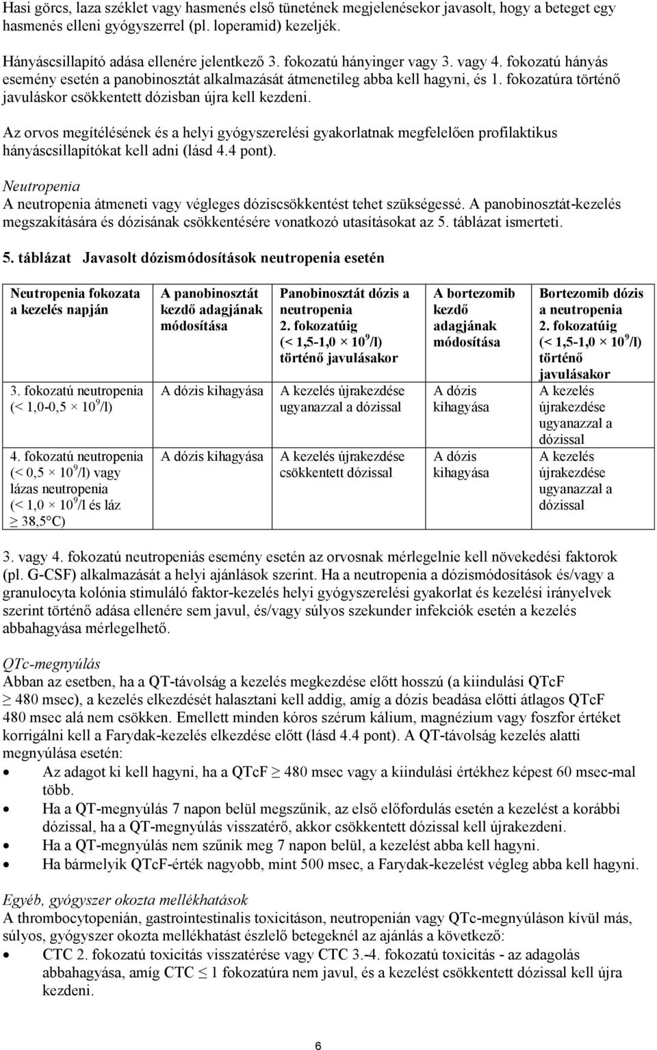 Az orvos megítélésének és a helyi gyógyszerelési gyakorlatnak megfelelően profilaktikus hányáscsillapítókat kell adni (lásd 4.4 pont).