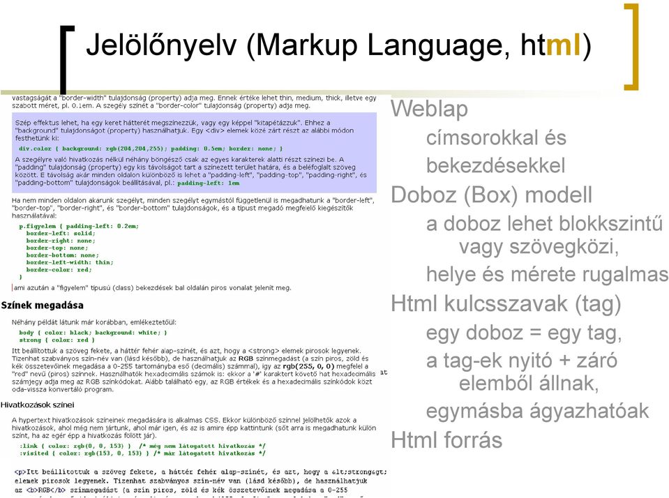 szövegközi, helye és mérete rugalmas Html kulcsszavak (tag) egy