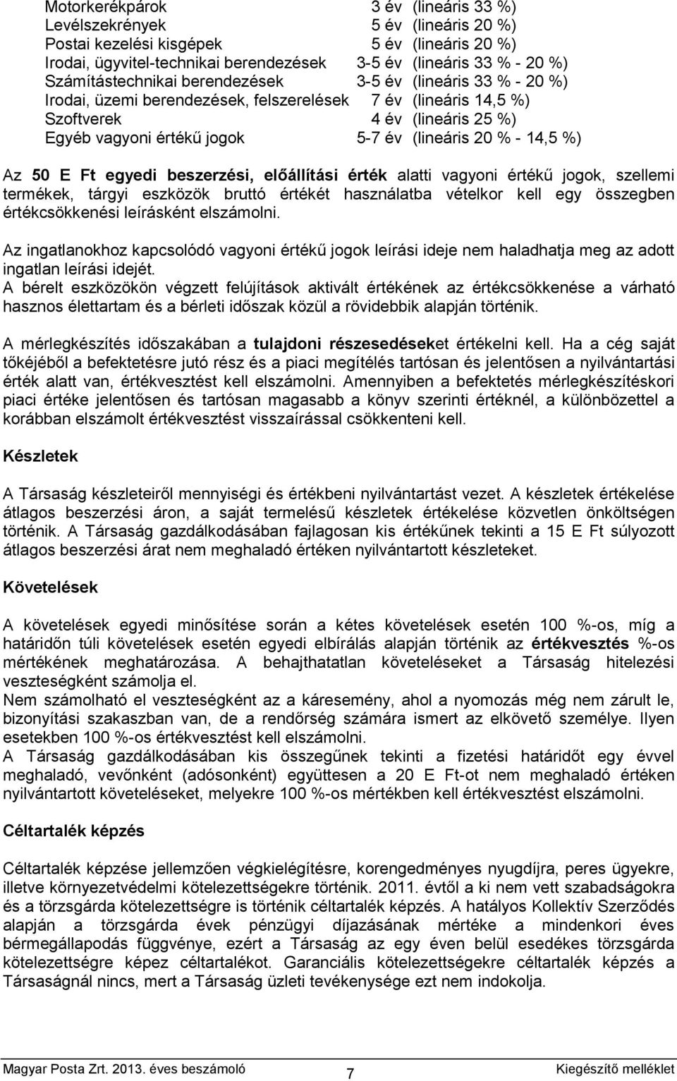 (lineáris 20 % - 14,5 %) Az 50 E Ft egyedi beszerzési, előállítási érték alatti vagyoni értékű jogok, szellemi termékek, tárgyi eszközök bruttó értékét használatba vételkor kell egy összegben