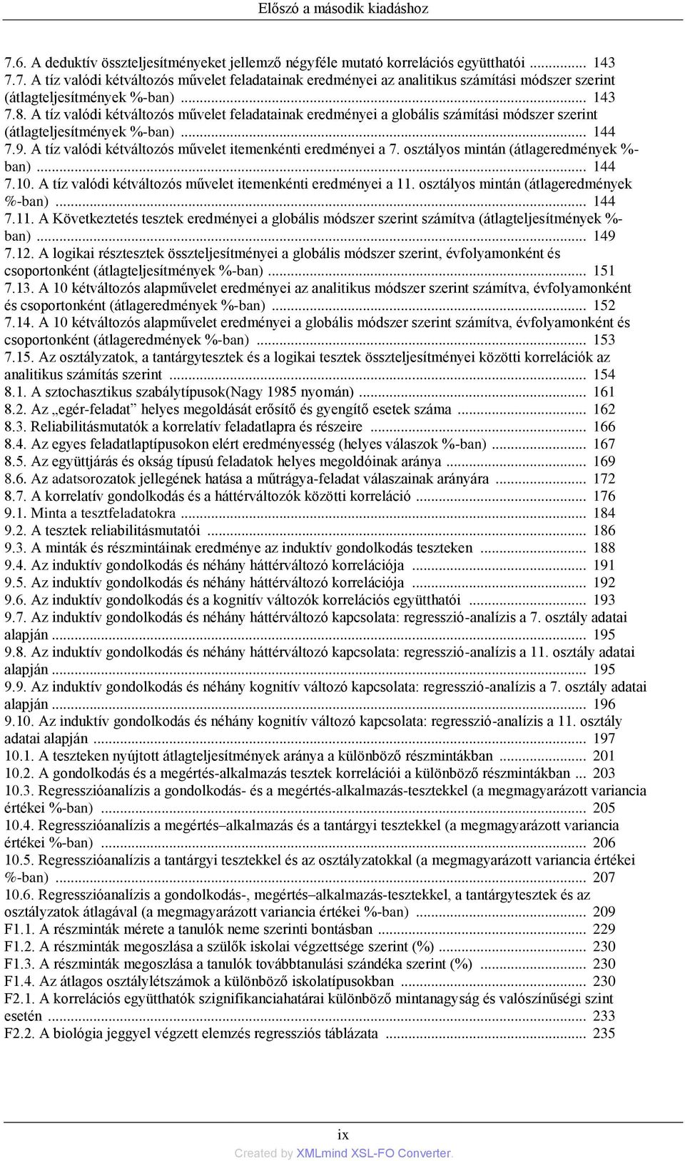 A tíz valódi kétváltozós művelet itemenkénti eredményei a 7. osztályos mintán (átlageredmények %- ban)... 144 7.10. A tíz valódi kétváltozós művelet itemenkénti eredményei a 11.