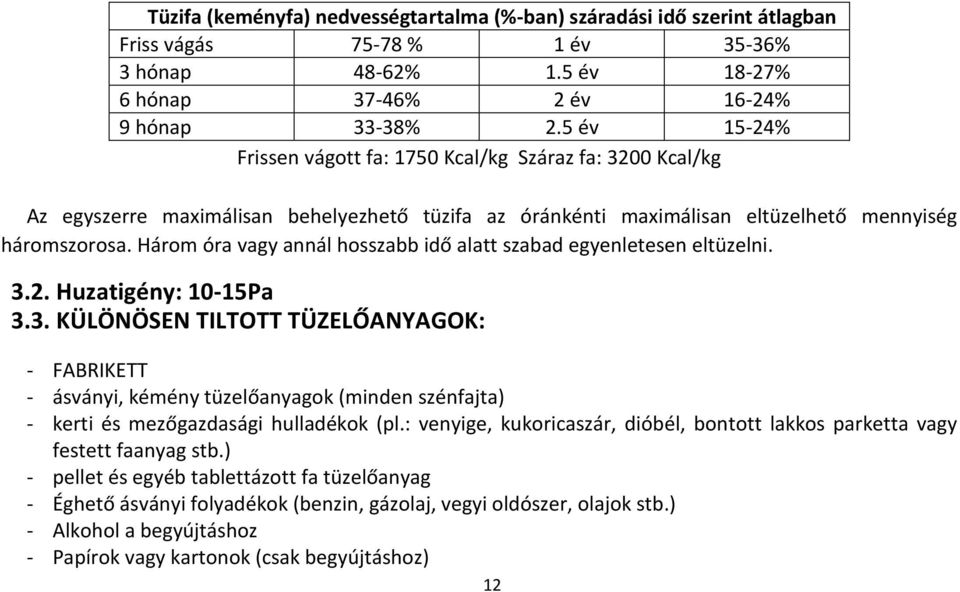 Három óra vagy annál hosszabb idő alatt szabad egyenletesen eltüzelni. 3.