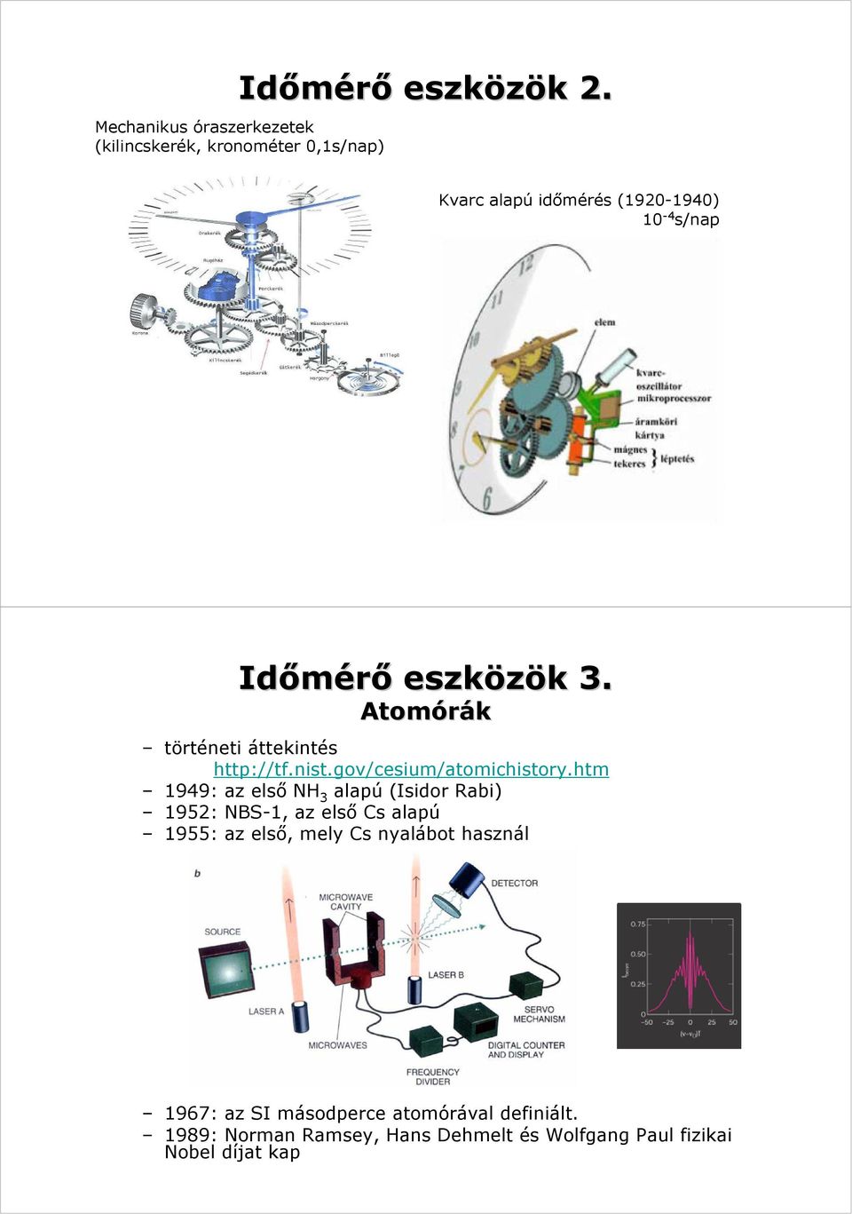 Időmérő eszközök 3. Atomórák történeti áttekintés http://tf.nist.gov/cesium/atomichistory.