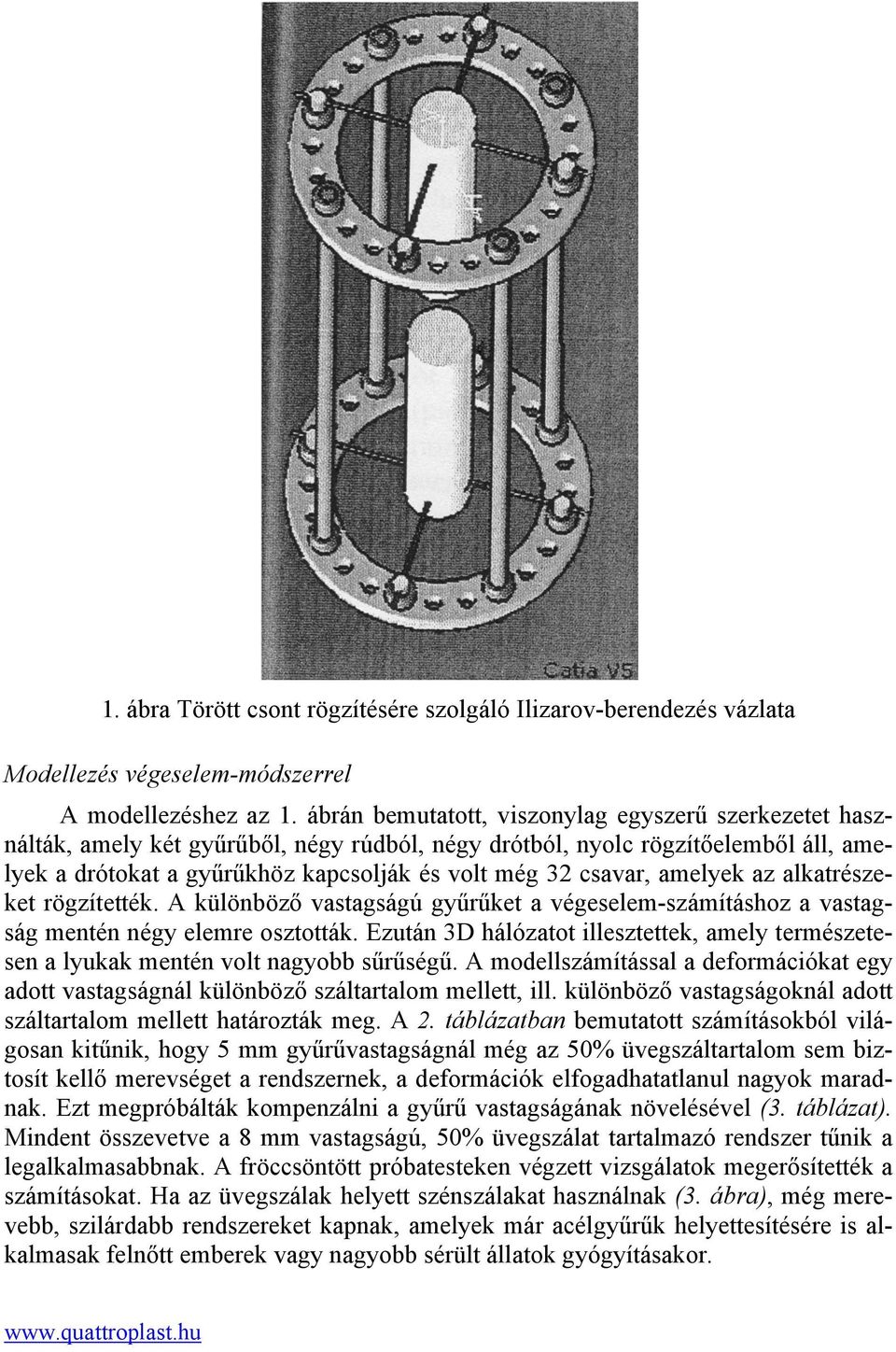 amelyek az alkatrészeket rögzítették. A különböző vastagságú gyűrűket a végeselem-számításhoz a vastagság mentén négy elemre osztották.