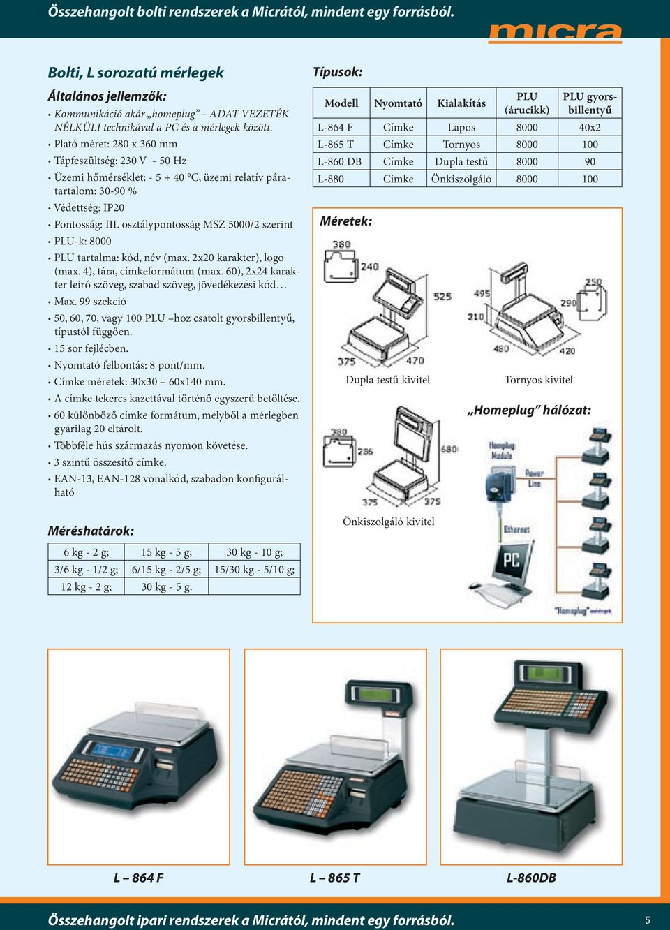 osztálypontosság MSZ 5000/2 szerint PLU-k: 8000 PLU tartalma: kód, név (max. 2x20 karakter), logo (max. 4), tára, címkeformátum (max.