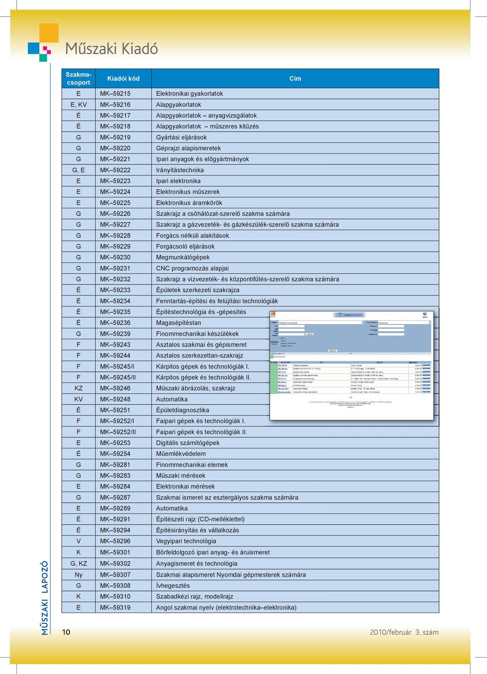 Elektronikus áramkörök G MK 59226 Szakrajz a csőhálózat-szerelő szakma számára G MK 59227 Szakrajz a gázvezeték- és gázkészülék-szerelő szakma számára G MK 59228 Forgács nélküli alakítások G MK 59229