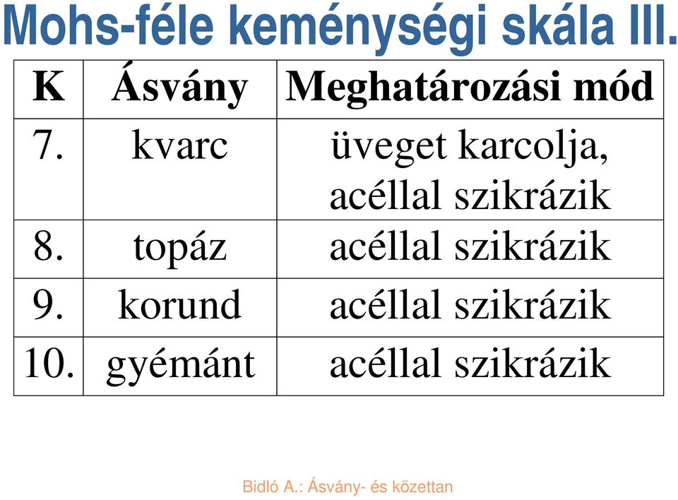 kvarc üveget karcolja, acéllal szikrázik 8.