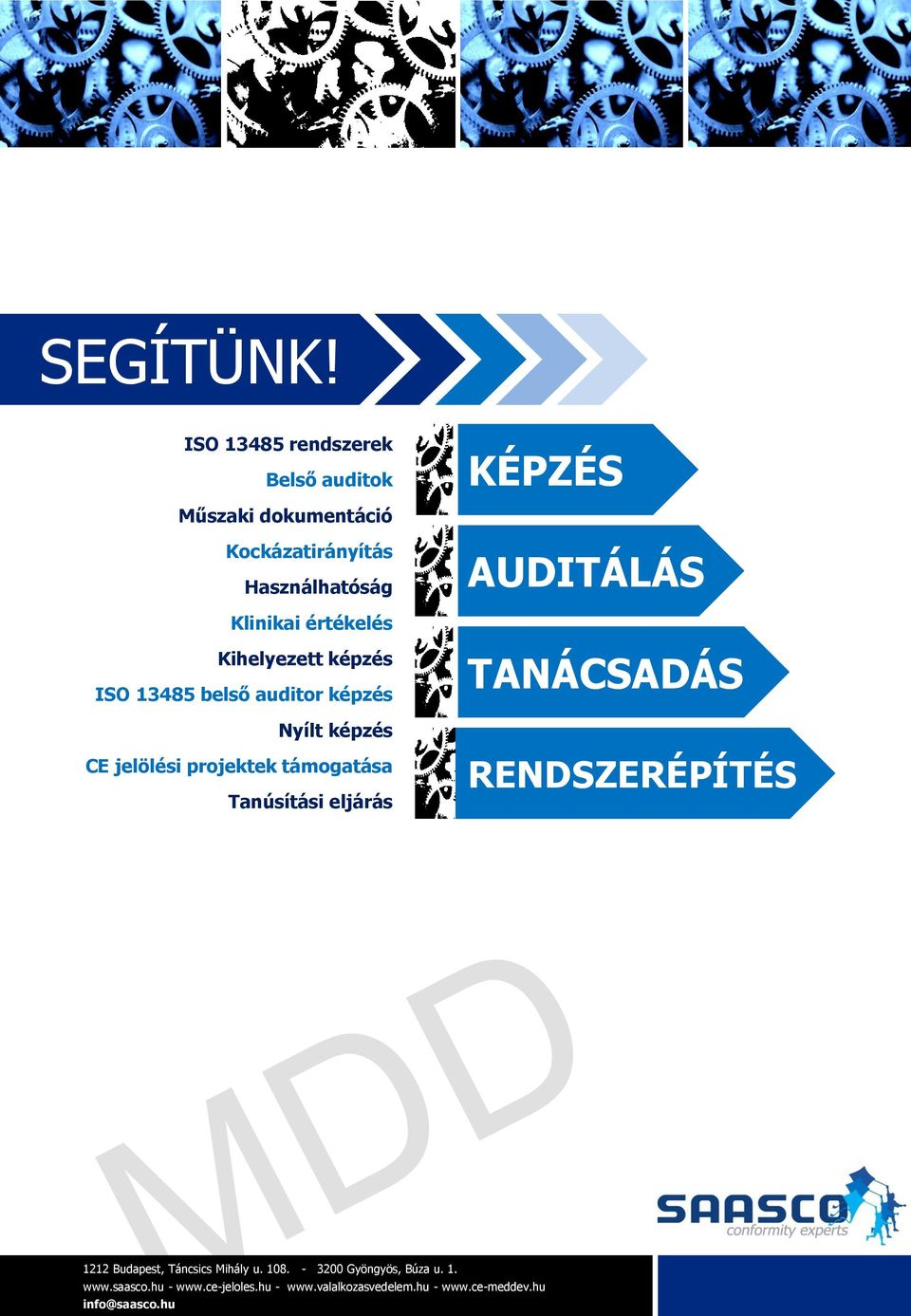 Kockázatirányítás Használhatóság AUDITÁLÁS Klinikai értékelés