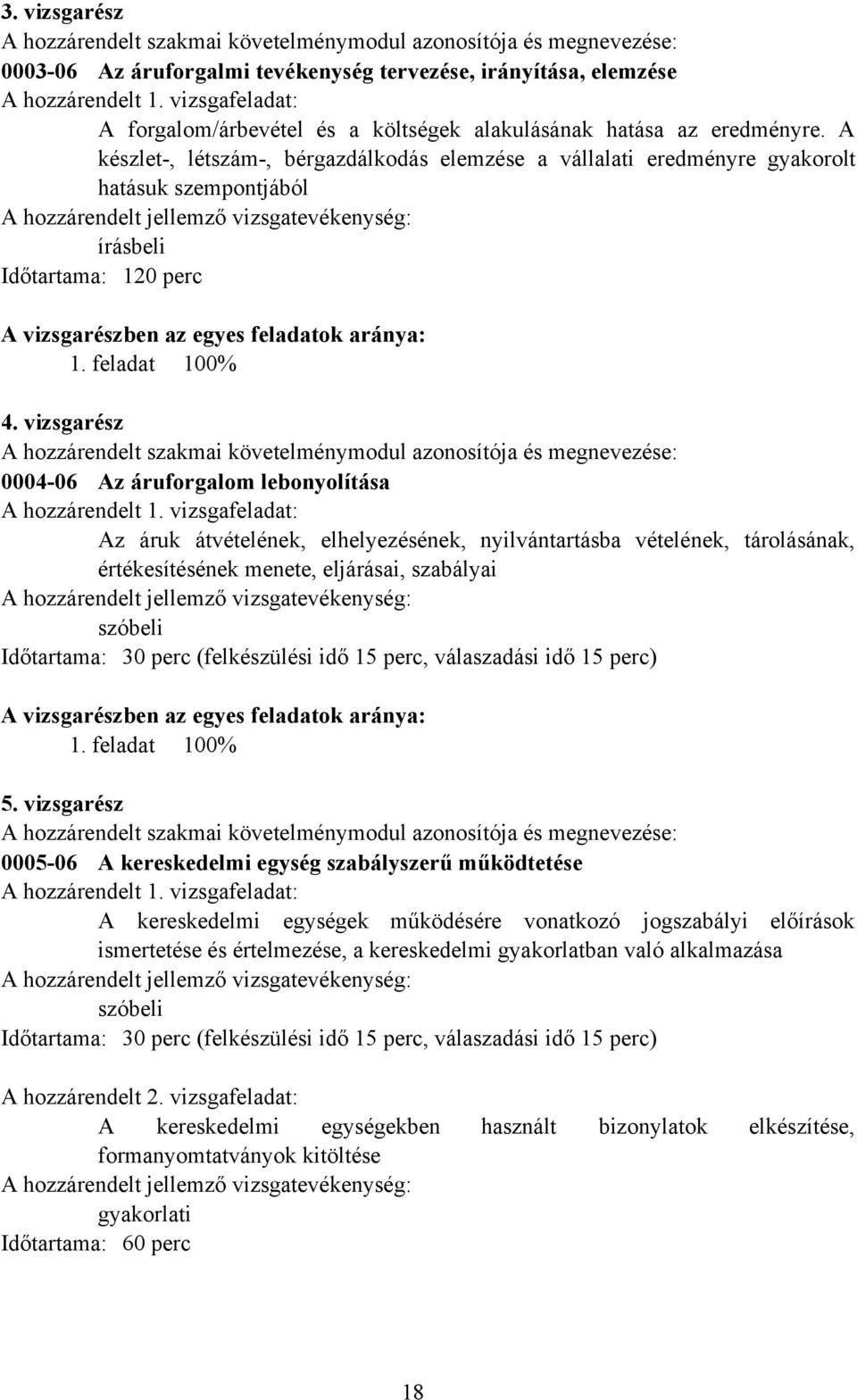 A készlet-, létszám-, bérgazdálkodás elemzése a vállalati eredményre gyakorolt hatásuk szempontjából A hozzárendelt jellemző vizsgatevékenység: írásbeli Időtartama: 120 perc A vizsgarészben az egyes