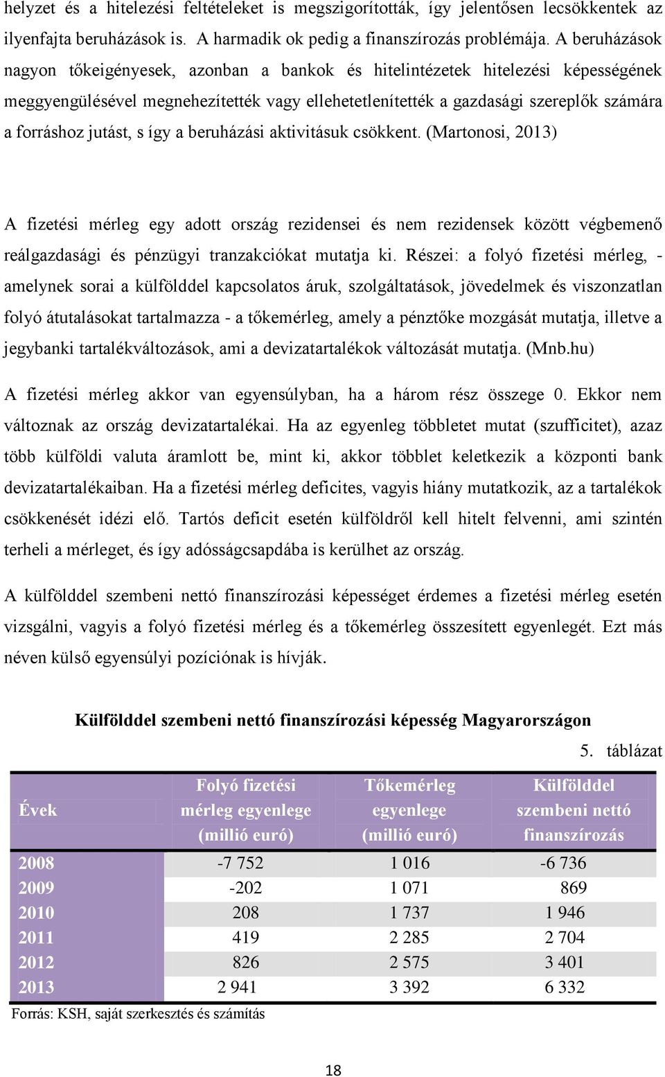 jutást, s így a beruházási aktivitásuk csökkent. (Martonosi, 2013) A fizetési mérleg egy adott ország rezidensei és nem rezidensek között végbemenő reálgazdasági és pénzügyi tranzakciókat mutatja ki.