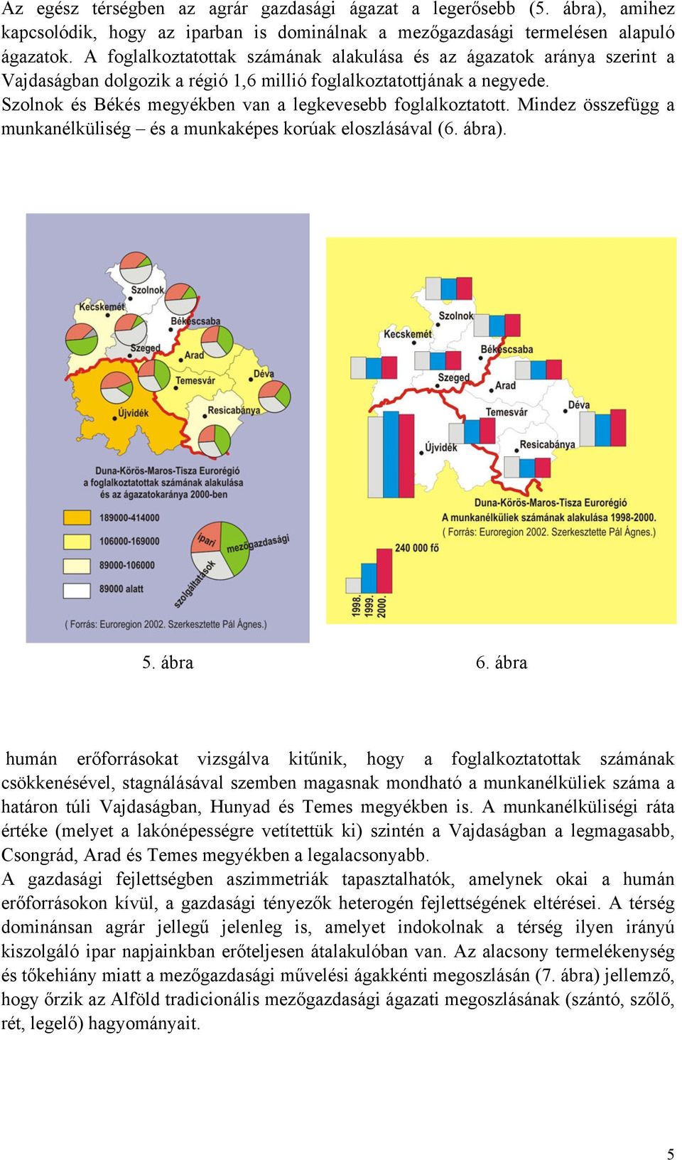 Szolnok és Békés megyékben van a legkevesebb foglalkoztatott. Mindez összefügg a munkanélküliség és a munkaképes korúak eloszlásával (6. ábra). 5. ábra 6.