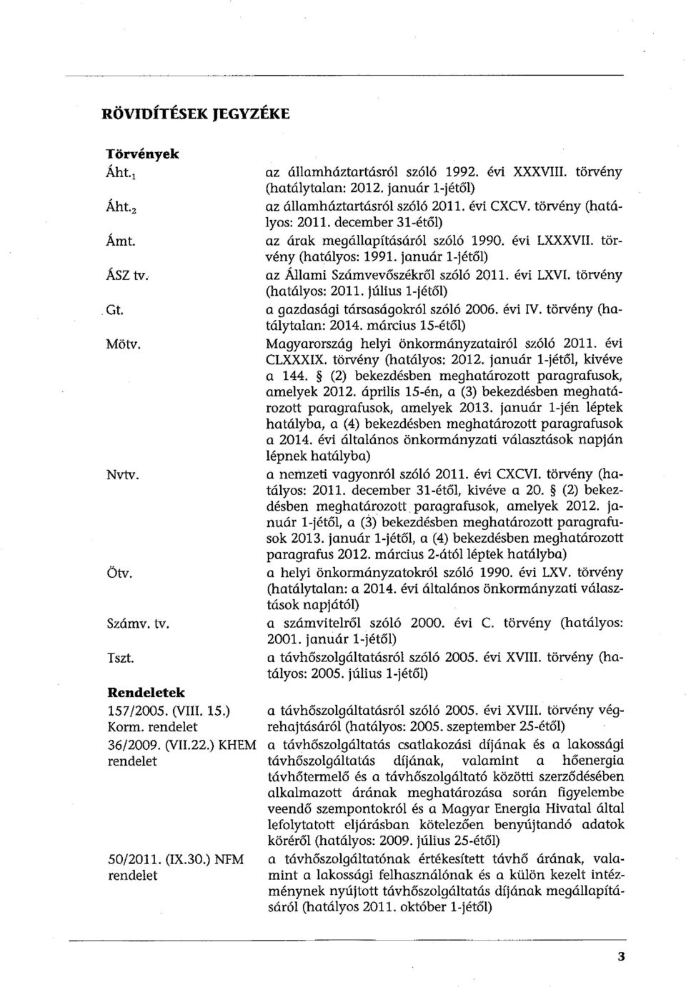 december 31-étől) az árak megállapításáról szóló 1990. évi LXXXVII. törvény (hatályos: 1991. január l-jétől) az Állami Számvevőszékről szóló 2011. évi LXVI. törvény (hatályos: 2011.