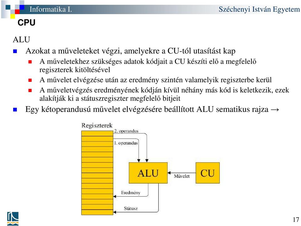 készíti elő a megfelelő regiszterek kitöltésével A művelet elvégzése után az eredmény szintén valamelyik