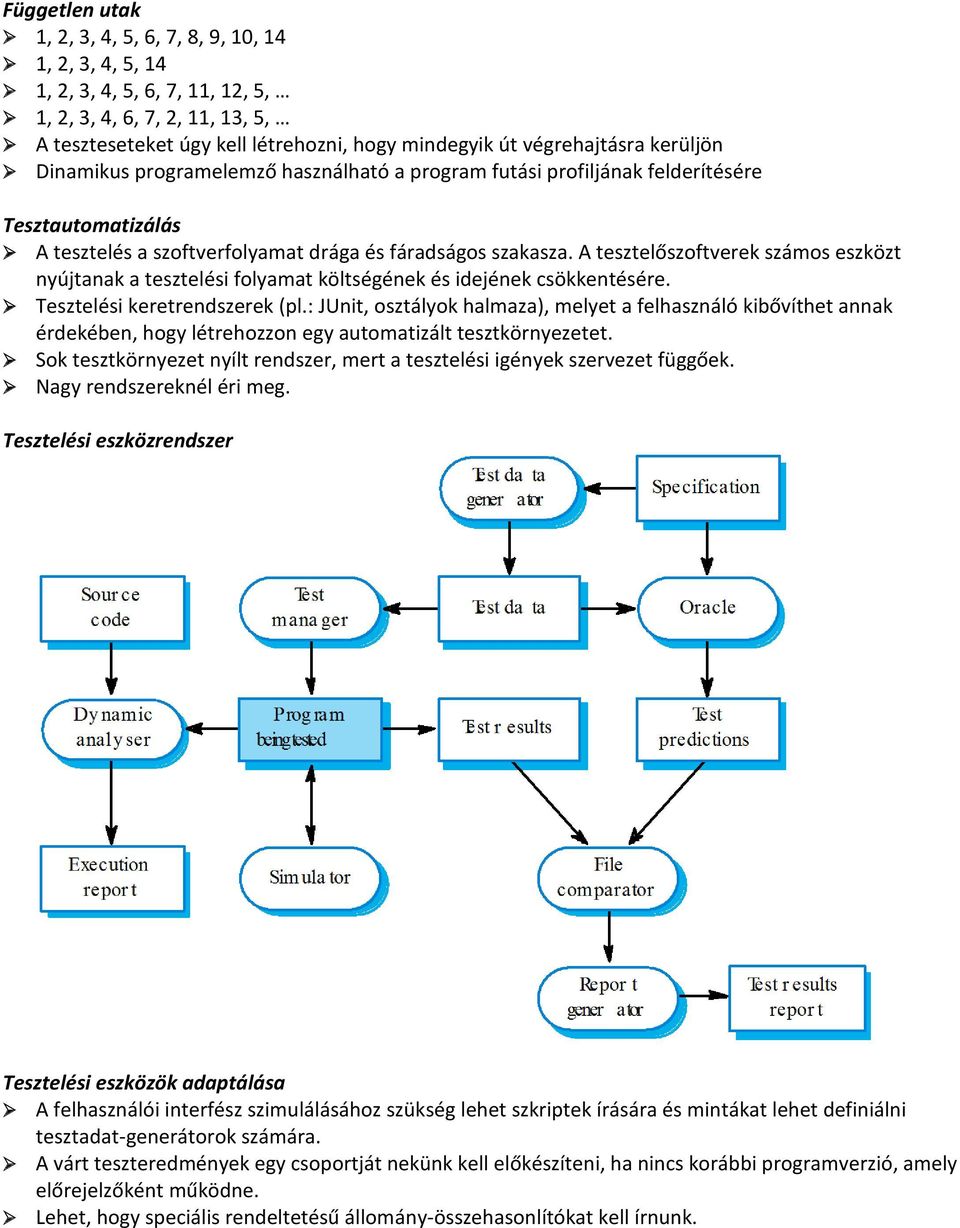 A tesztelőszoftverek számos eszközt nyújtanak a tesztelési folyamat költségének és idejének csökkentésére. Tesztelési keretrendszerek (pl.