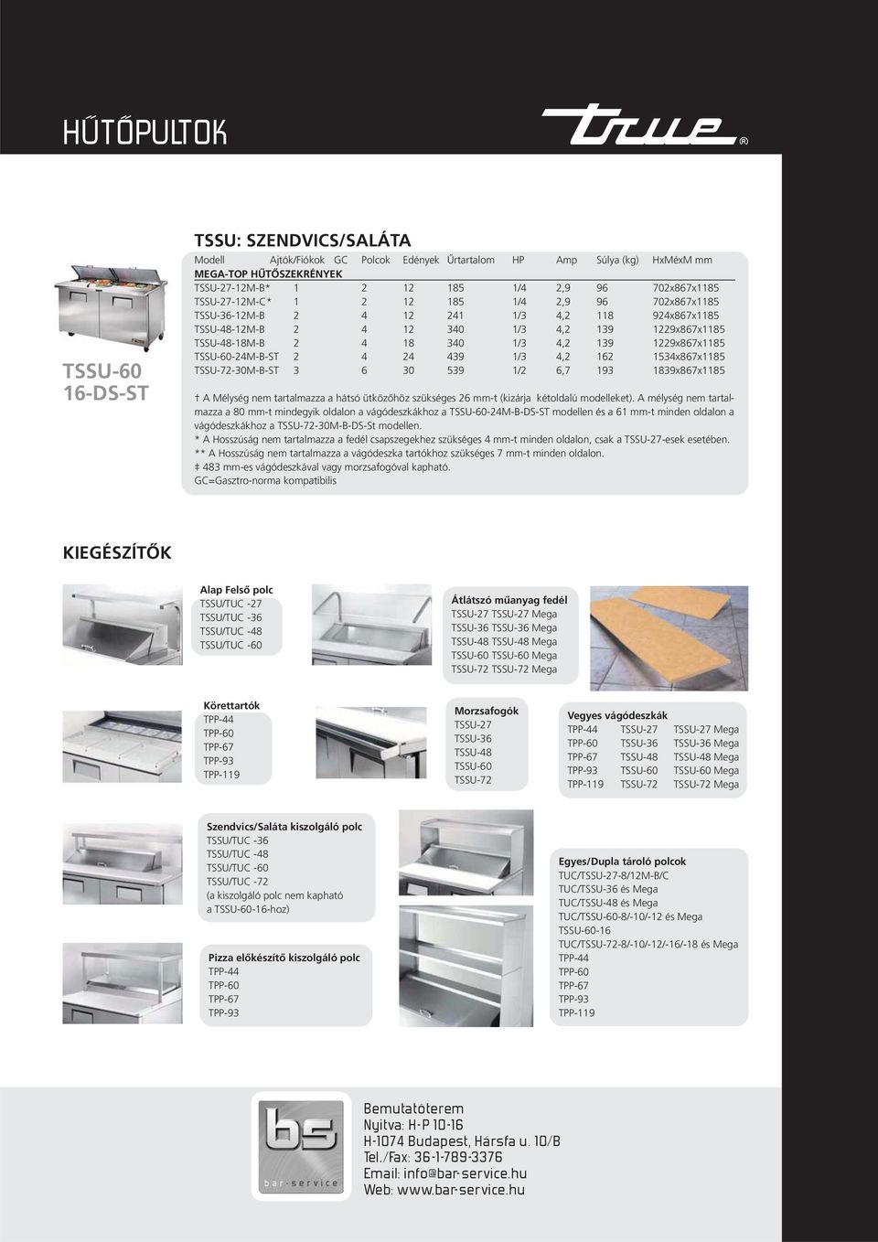 1229x867x1185 TSSU-60-24M-B-ST 2 4 24 439 1/3 4,2 162 1534x867x1185 TSSU-72-30M-B-ST 3 6 30 539 1/2 6,7 193 1839x867x1185 A Mélység nem tartalmazza a hátsó ütközõhöz szükséges 26 mm-t (kizárja