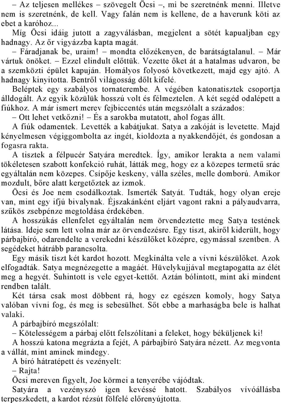 Ezzel elindult előttük. Vezette őket át a hatalmas udvaron, be a szemközti épület kapuján. Homályos folyosó következett, majd egy ajtó. A hadnagy kinyitotta. Bentről világosság dőlt kifelé.