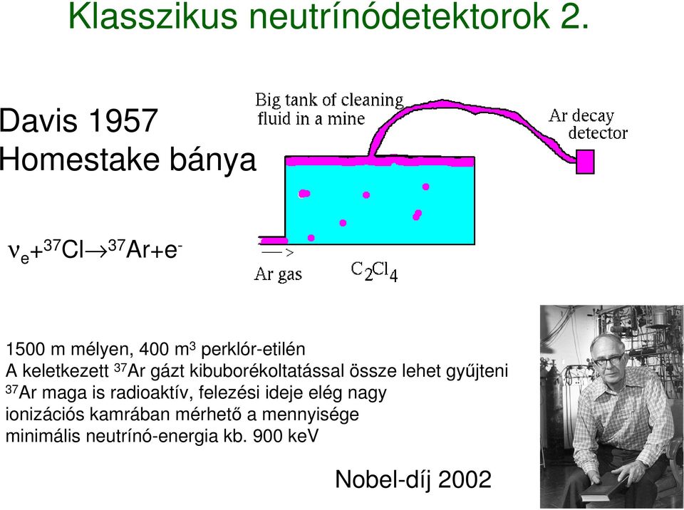 perklór-etilén A keletkezett 37 Ar gázt kibuborékoltatással össze lehet gyűjteni