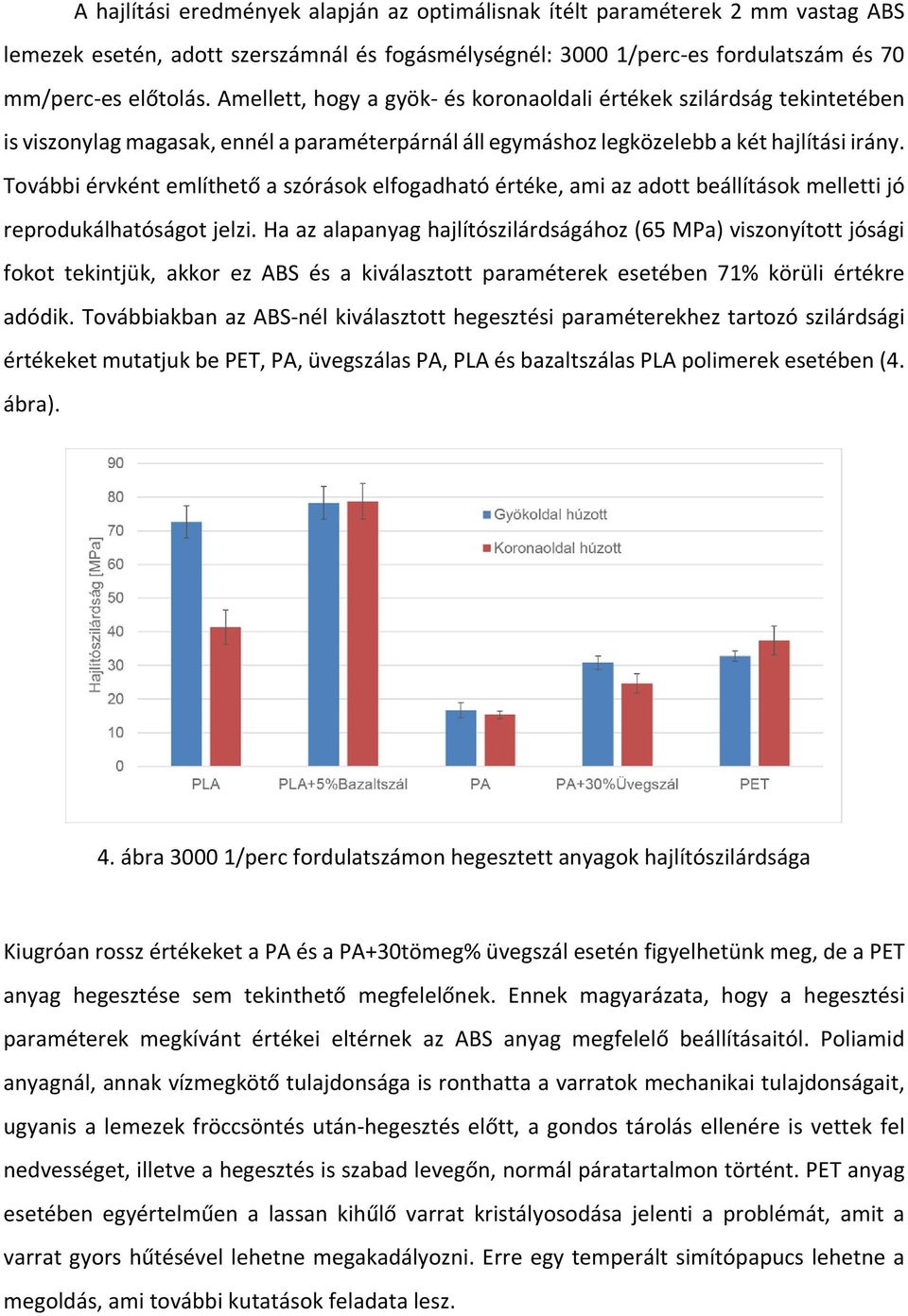 További érvként említhető a szórások elfogadható értéke, ami az adott beállítások melletti jó reprodukálhatóságot jelzi.