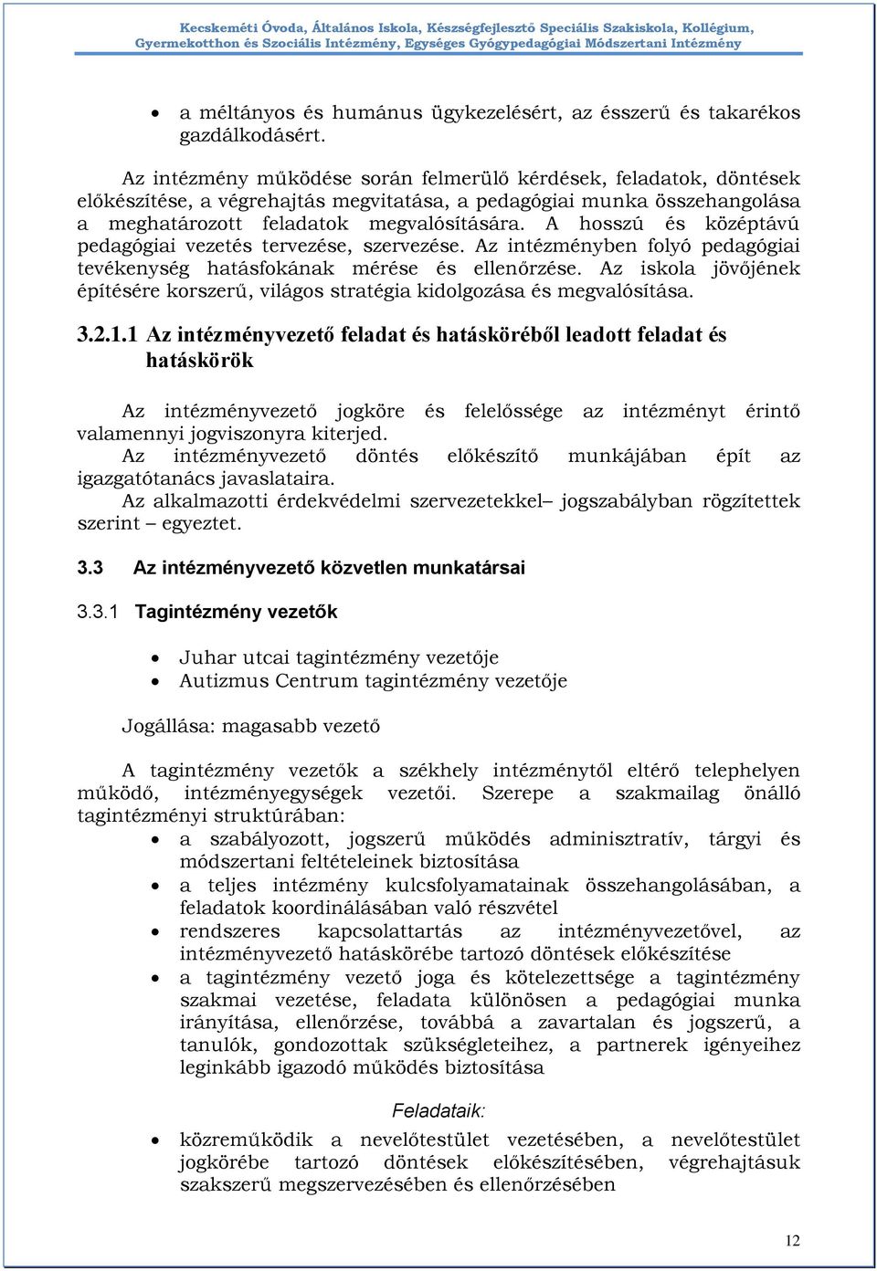 A hosszú és középtávú pedagógiai vezetés tervezése, szervezése. Az intézményben folyó pedagógiai tevékenység hatásfokának mérése és ellenőrzése.