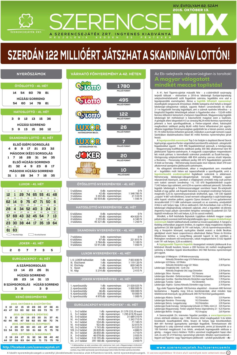 HÉT ELSő (gépi) SORSOLÁS 4 8 9 17 21 23 32 MÁSODIK (KÉZI) SORSOLÁS 1 7 16 28 31 34 35 ELSő HúZÁSI SORREND 21 32 4 9 23 8 17 MÁSODIK HúZÁSI SORREND 31 1 28 34 7 16 35 Az első kép LuxOR - 41. HÉT 1. 2. 3. 4. 5.