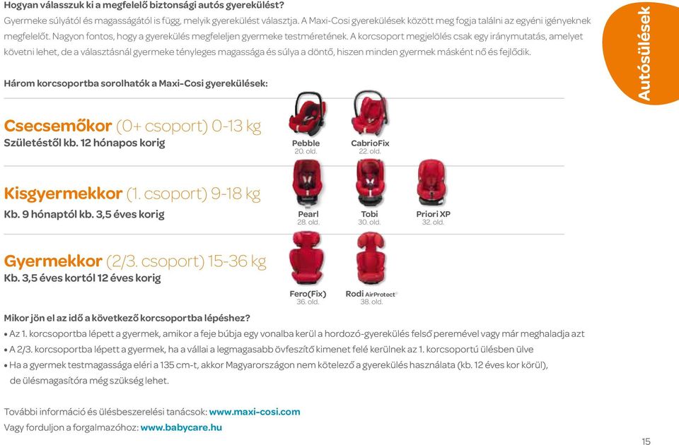 A korcsoport megjelölés csak egy iránymutatás, amelyet követni lehet, de a választásnál gyermeke tényleges magassága és súlya a döntő, hiszen minden gyermek másként nő és fejlődik.