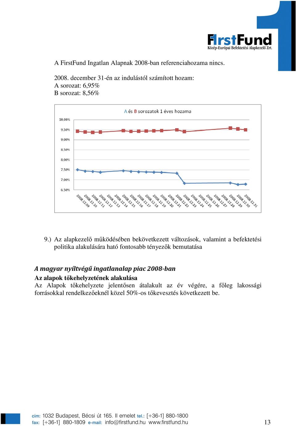 bemutatása A magyar nyíltvégű ingatlanalap piac 2008-ban Az alapok tıkehelyzetének alakulása Az Alapok tıkehelyzete jelentısen