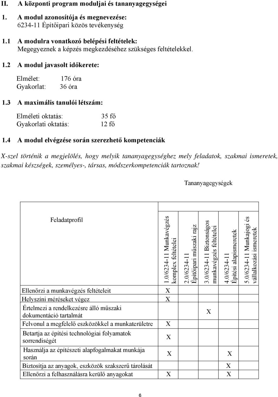 3 A maximális tanulói létszám: Elméleti oktatás: Gyakorlati oktatás: 35 fő 12 fő 1.