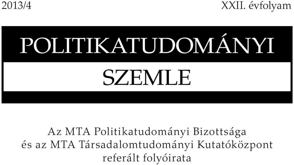 MTA Politikatudományi Bizottsága és