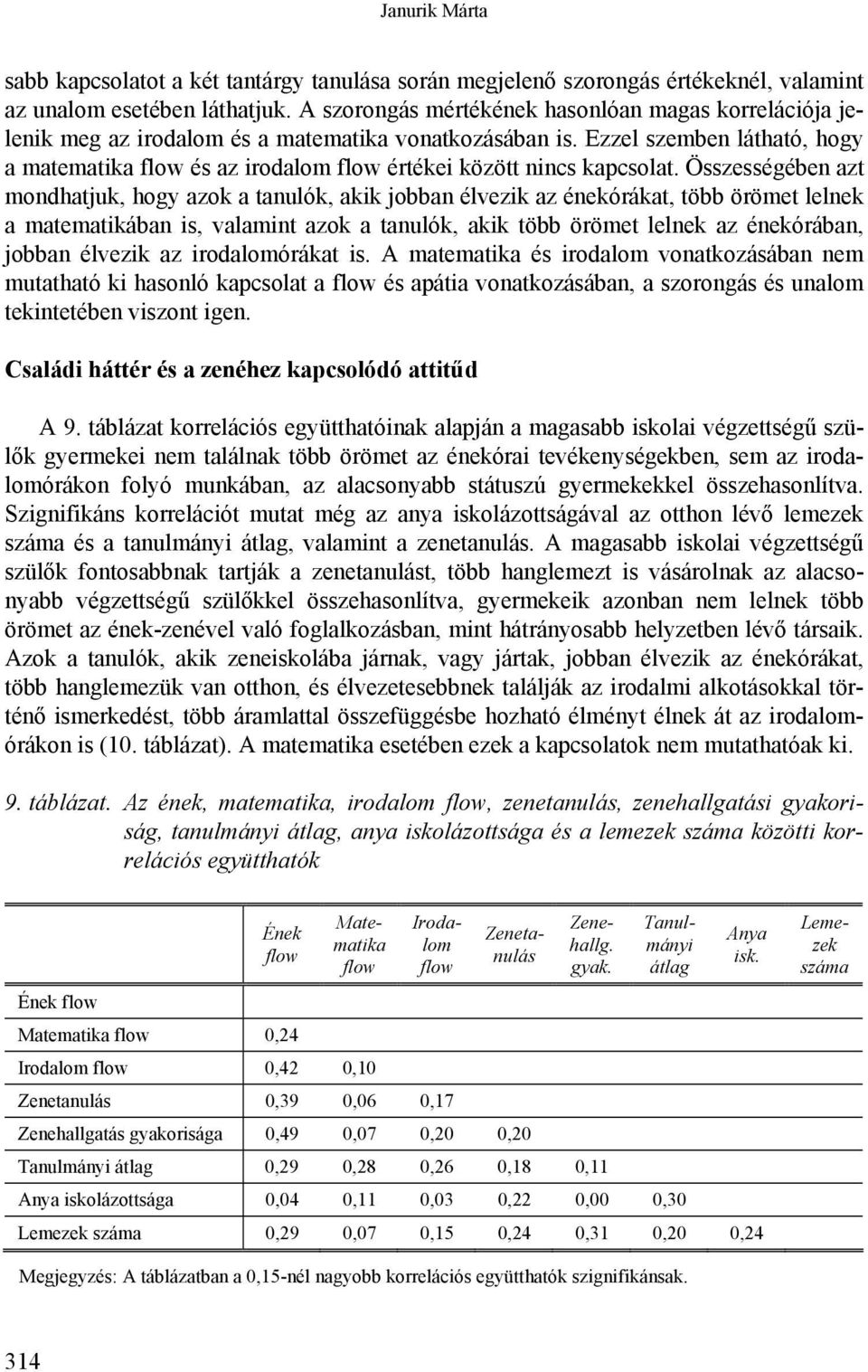 Ezzel szemben látható, hogy a matematika flow és az irodalom flow értékei között nincs kapcsolat.