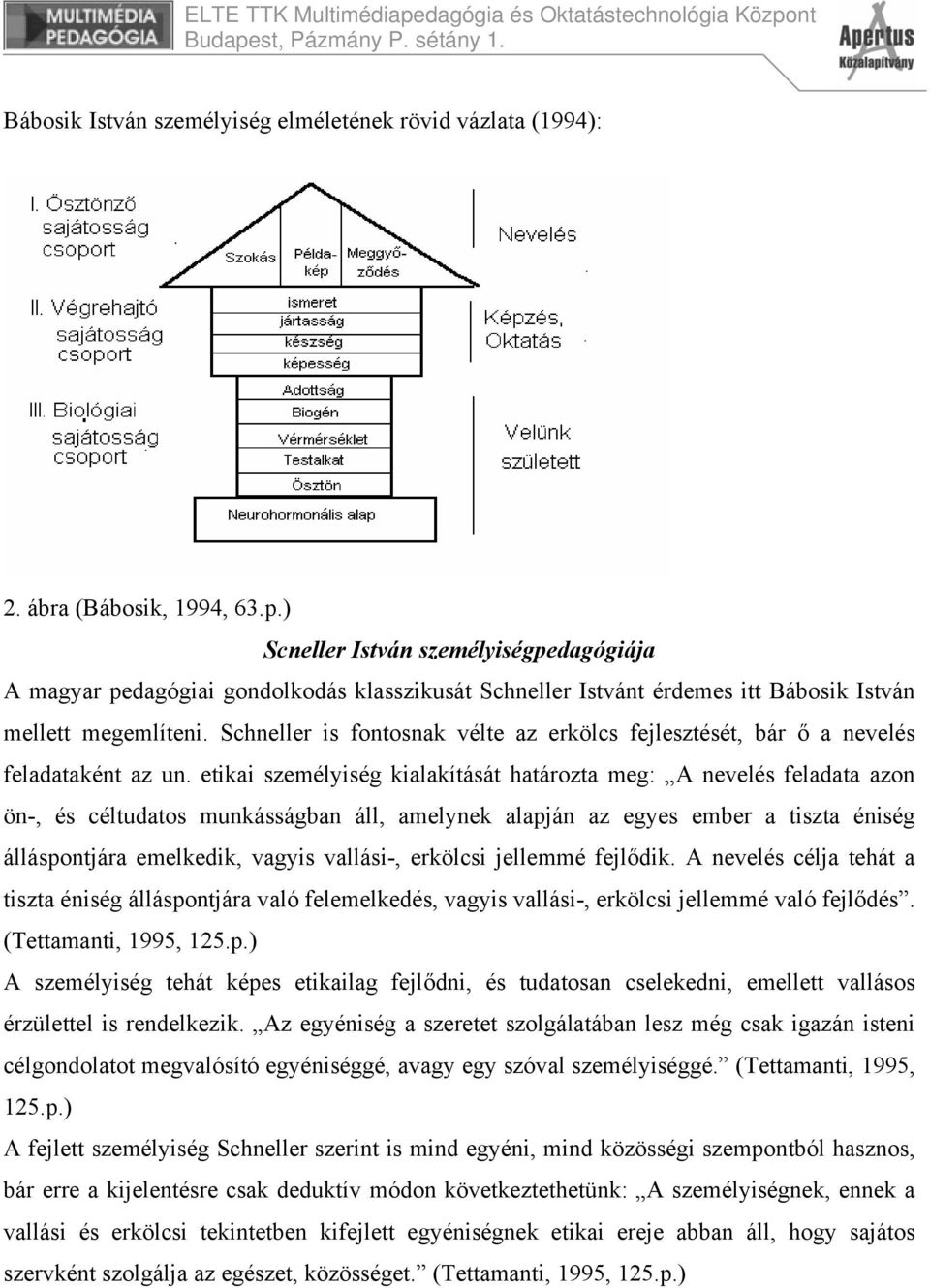 Schneller is fontosnak vélte az erkölcs fejlesztését, bár ő a nevelés feladataként az un.