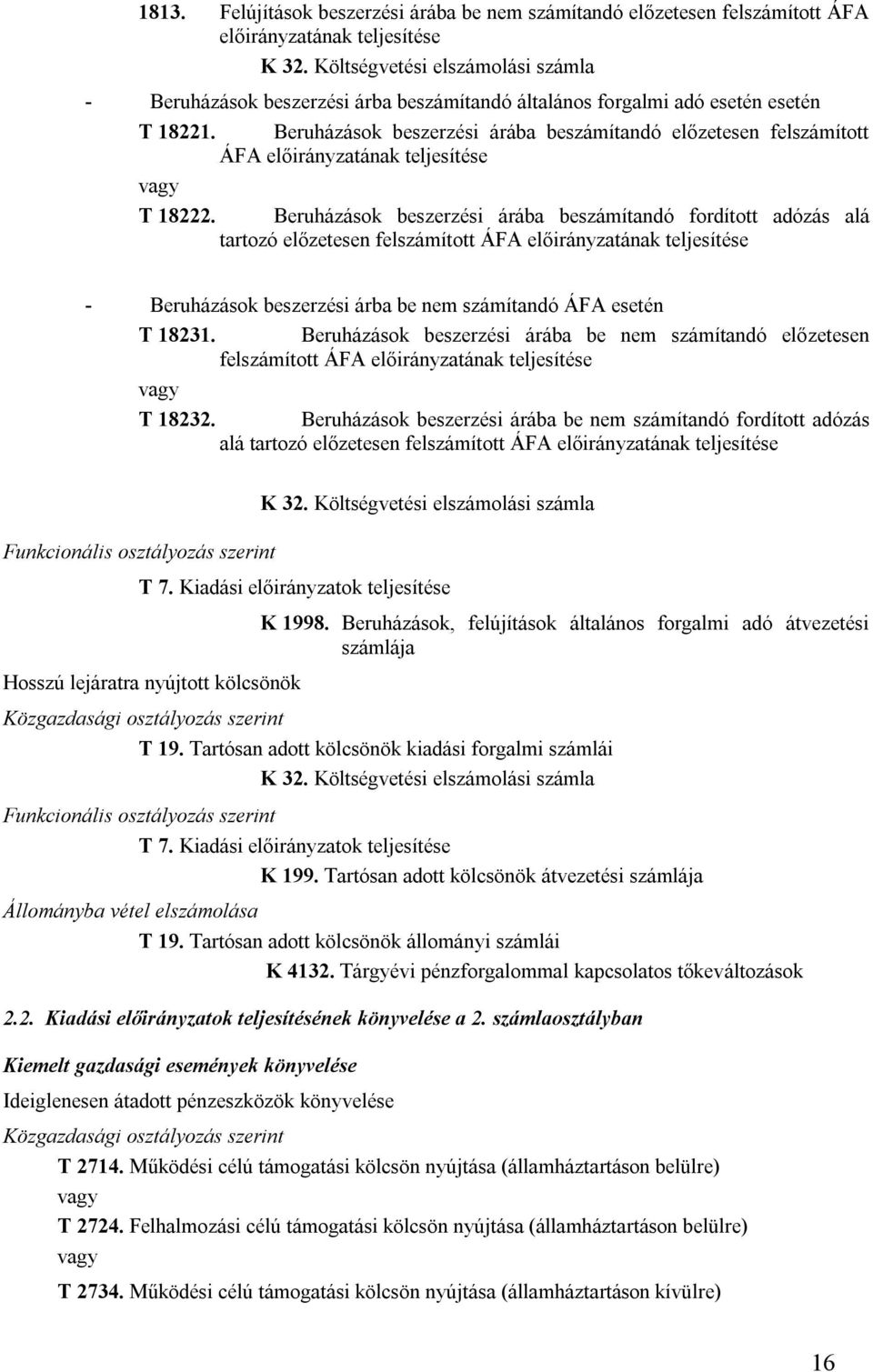 Beruházások beszerzi árába beszámítandó előzetesen felszámított ÁFA előirányzatának teljesíte T 18222.