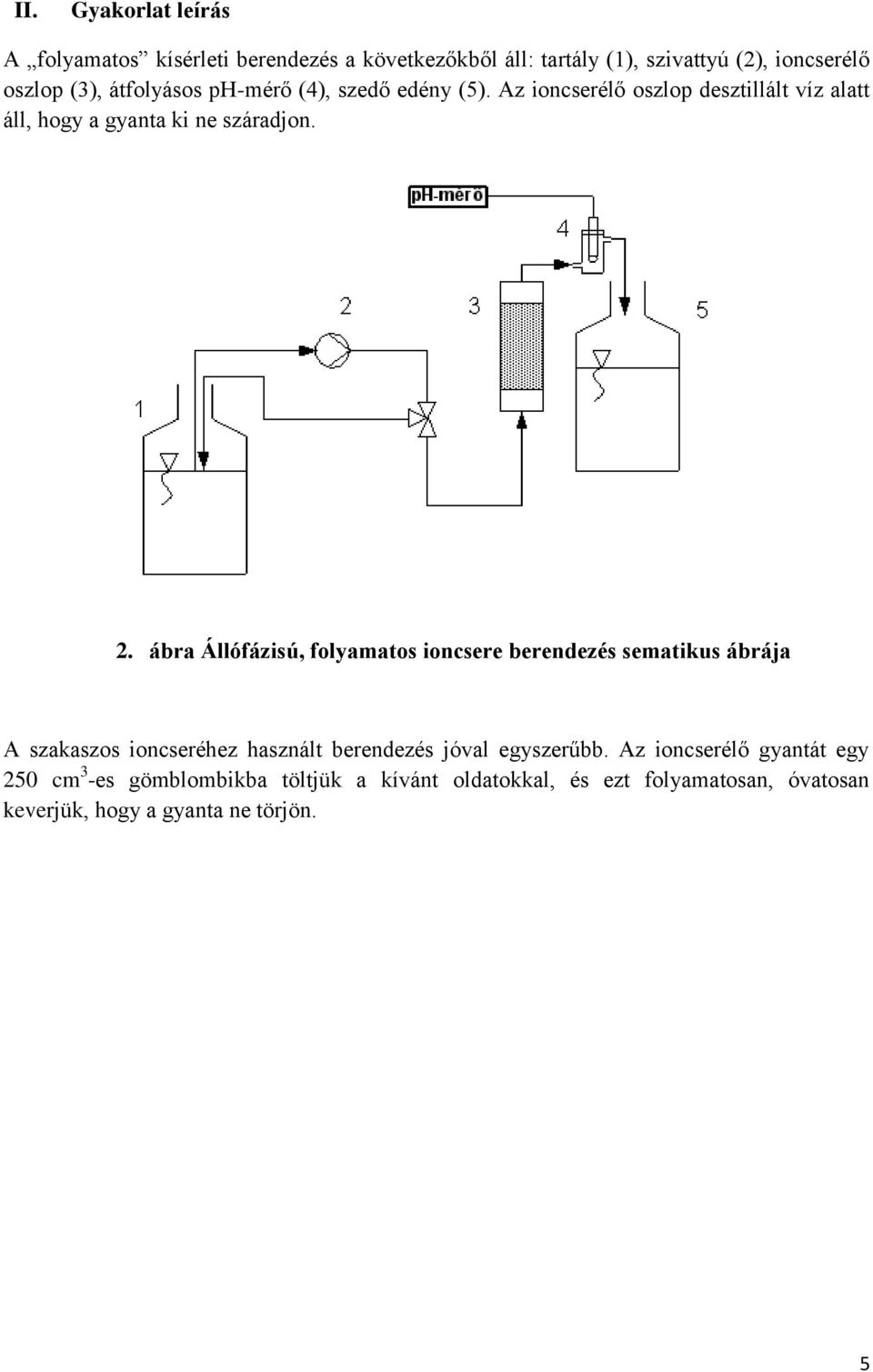 ábra Állófázisú, folyamatos ioncsere berendezés sematikus ábrája A szakaszos ioncseréhez használt berendezés jóval egyszerűbb.