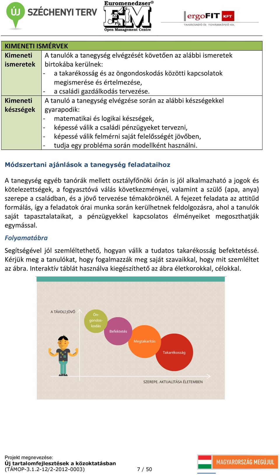 Kimeneti készségek A tanuló a tanegység elvégzése során az alábbi készségekkel gyarapodik: - matematikai és logikai készségek, - képessé válik a családi pénzügyeket tervezni, - képessé válik felmérni