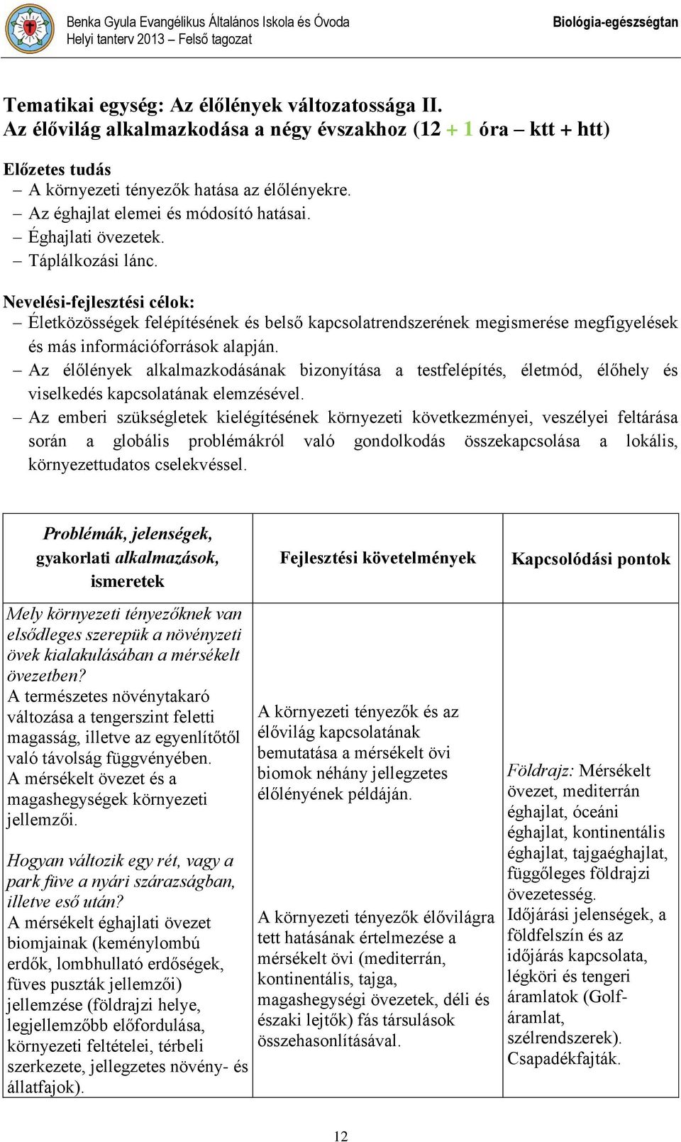 Táplálkozási lánc. Nevelési-fejlesztési célok: Életközösségek felépítésének és belső kapcsolatrendszerének megismerése megfigyelések és más információforrások alapján.