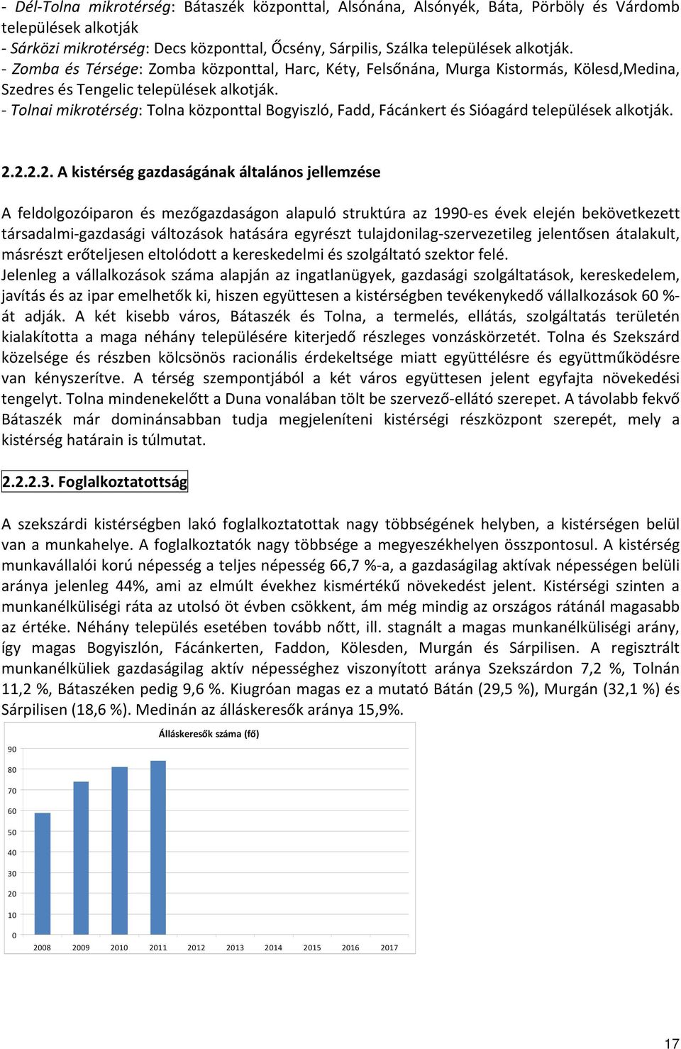 - Tolnai mikrotérség: Tolna központtal Bogyiszló, Fadd, Fácánkert és Sióagárd települések alkotják. 2.