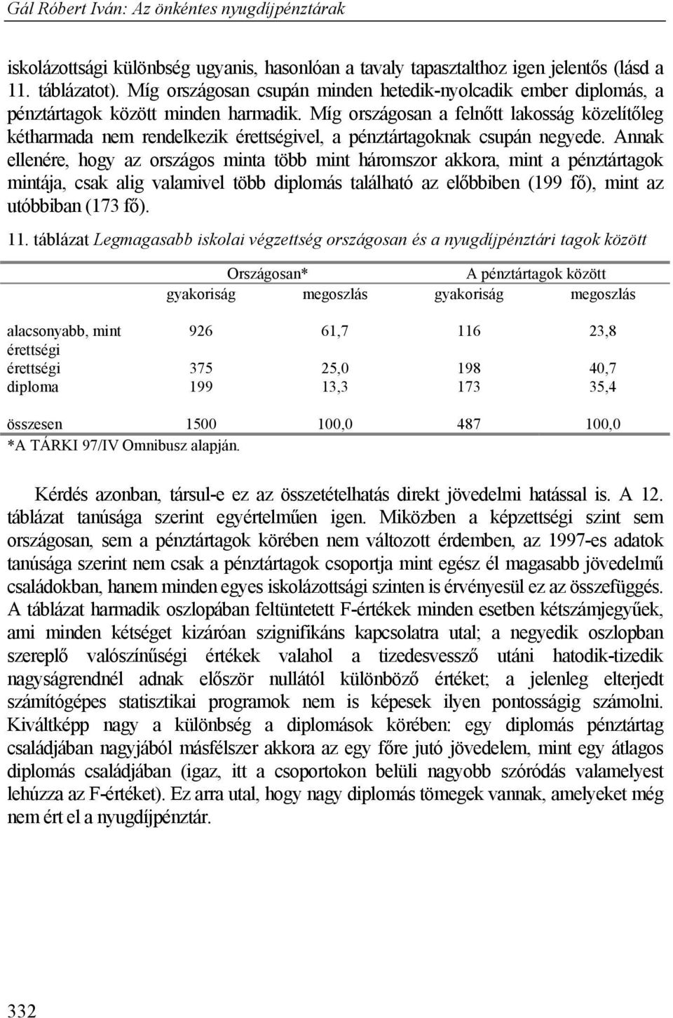 Míg országosan a felnőtt lakosság közelítőleg kétharmada nem rendelkezik érettségivel, a pénztártagoknak csupán negyede.